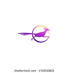 Roadrunner bird abstract minimal simple geometric logo design icon template silhouette isolated with white background