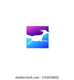 Resumen de pájaro Roadrunner diseño de logotipo geométrico simple mínimo silueta de icono aislado con fondo blanco
