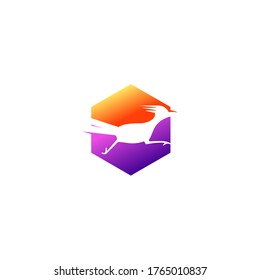 Roadrunner bird abstract minimal simple geometric logo design icon template silhouette isolated with white background
