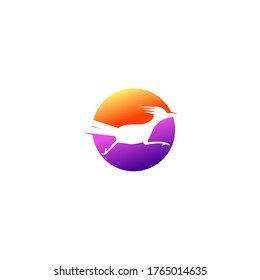 Roadrunner bird abstract minimal simple geometric logo design icon template silhouette isolated with white background