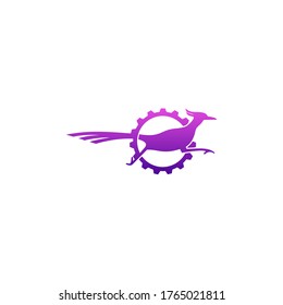 Roadrunner bird abstract minimal simple geometric logo design icon template silhouette isolated with white background