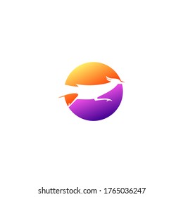 Roadrunner bird abstract minimal simple geometric logo design icon template silhouette isolated with white background