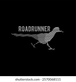 Roadrunner Striped Silhouette Design, Minimalist Speed Concept Art