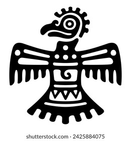 Roadrunner symbol of ancient Mexico. Decorative Aztec clay stamp motif showing a chaparral bird as it was found in pre-Columbian Veracruz. It was believed roadrunners can protect against evil spirits.