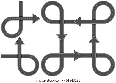 Roads with arrow direction illustration