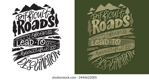 Roads. Funny hand drawn doodle lettering quote. Lettering print t-shirt design. 100% vector file. svg