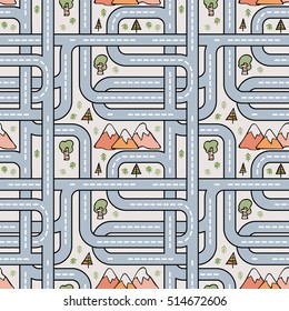 Roads Seamless Vector Pattern Background Stock Vector Royalty Free Shutterstock