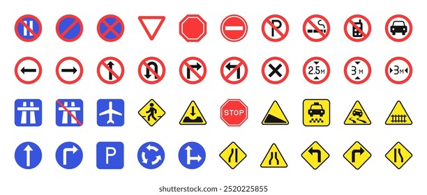 Roads sign collection. Traffic symbols representation