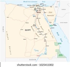 Roads vector map of the Arab Republic of Egypt