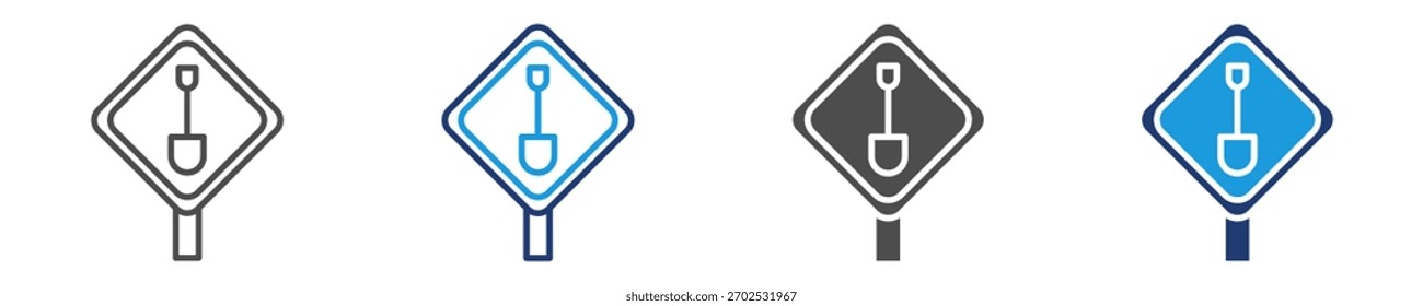 Conjunto de iconos de obras de carreteras de varios estilos