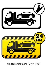 Roadside Assistance Car Towing Truck Icon. Vector Illustration.