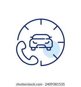 Roadside assistance rental car service. Car and phone. Pixel perfect, editable stroke