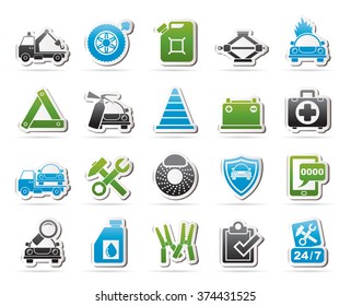 Roadside Assistance and tow  icons - vector icon set
