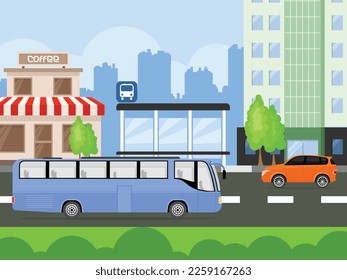 Roadside coffee shop. Coffee house. Vector graphics