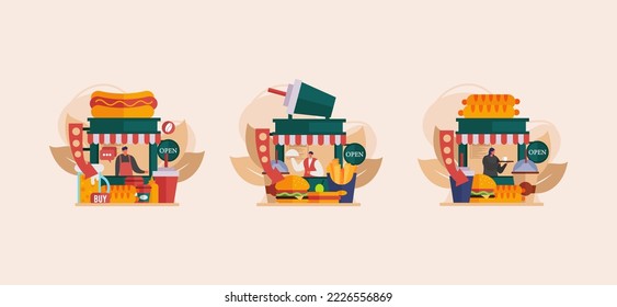 Roadside Healthy Cafe Flat Design