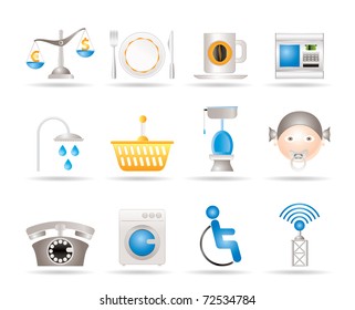 Roadside, hotel and motel services icons  - vector icon set