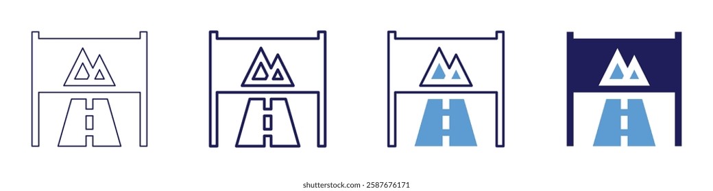 Roadside inspections icon in 4 different styles. Thin Line, Line, Bold Line, Duotone. Duotone style. Editable stroke.