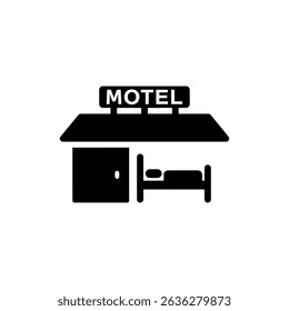Roadside Motel Icon with Bed Symbol