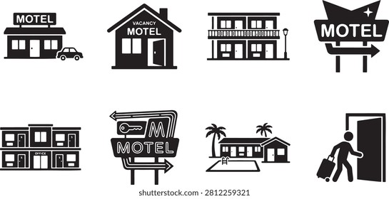 Roadside motels accommodation and guest check in scenes