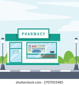 roadside pharmacy vector element cartoon  design template