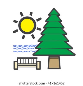 Roadside rest area logo or icon, vector
