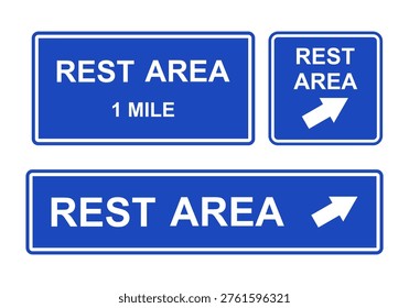 Roadside Rest Area Signs Set Arrow Direction Highway Service Guide Symbols