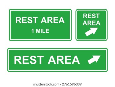 Roadside Rest Area Signs Set Arrow Direction Highway Service Guide Symbols