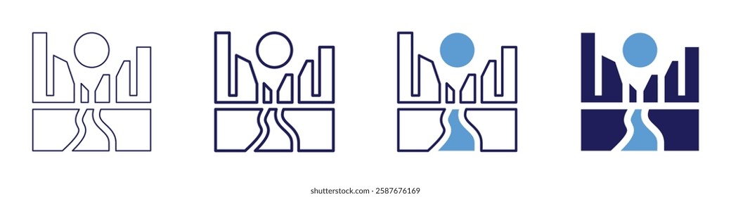 Roadside rest icon in 4 different styles. Thin Line, Line, Bold Line, Duotone. Duotone style. Editable stroke.