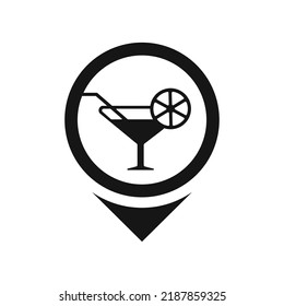 Roadside restaurant label on a map, cafe location on the map, silhouette icon, vector cut silhouette for social media.