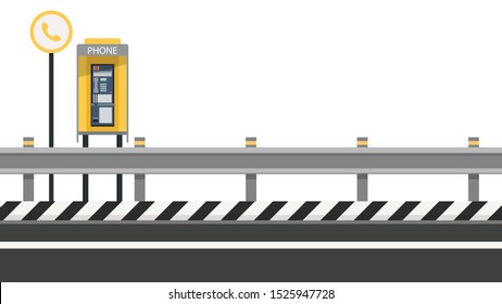 Roadside vector. free space for text. wallpaper. copy space. payphone vector. Emergency phone in highway.