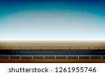 Roadside view with a crash barrier, straight horizon desert and clear blue sky background, road, vector illustration