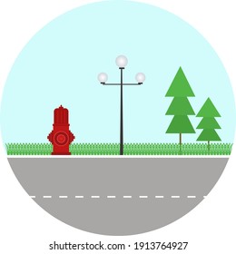 Roadside view, illustration, vector on a white background.