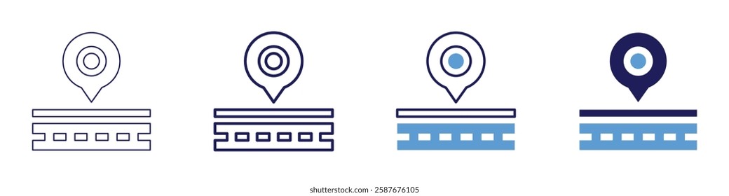 Roadside zones icon in 4 different styles. Thin Line, Line, Bold Line, Duotone. Duotone style. Editable stroke.
