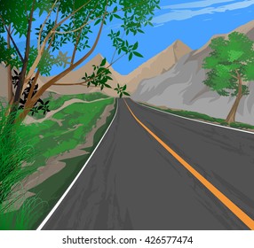 Roadside,transportation vector nature landscape background