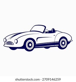 Roadster Car Line Kunstvektor auf weißem Hintergrund.