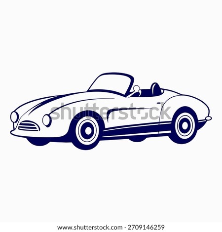 Roadster car line art vector on white background.