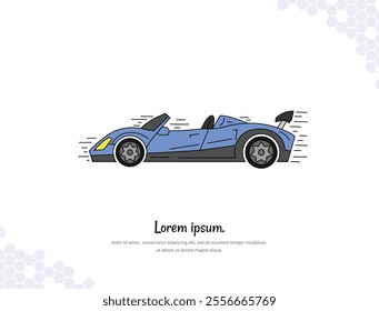 Roadster Car simple doodle flat vector art for wall decoration landscape. vector illustration simple image. collection of transportation cartoon illustrations. for room decoration, events, etc