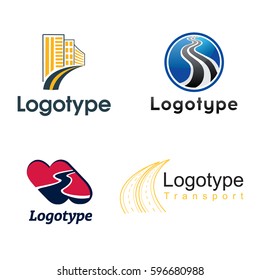Road,transport . Abstract element set of logo templates on isolated background