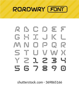 Roadway font. Drive way path style letters set.
