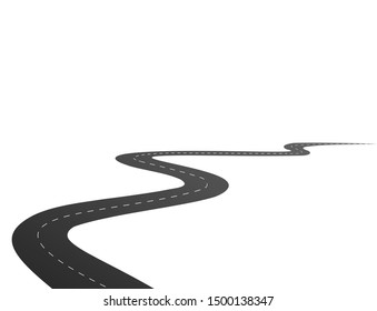 Roadway journey to the future. Asphalt street isolated on white background. Symbols Way to the goal of the end point. Path mean successful business planning Suitable for advertising and presentstation