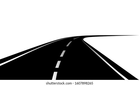 Roadway journey to the future. Asphalt street isolated on white background. Symbols Way to the goal of the end point. Path mean successful business planning Suitable for advertising and presentstation