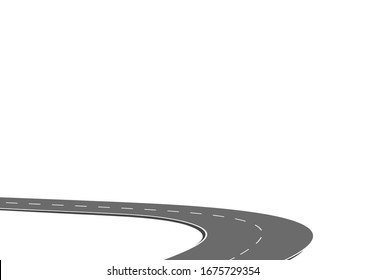 Roadway journey to the future. Asphalt street isolated on white background. Symbols Way to the goal of the end point. Path mean successful business planning Suitable for advertising and presentstation