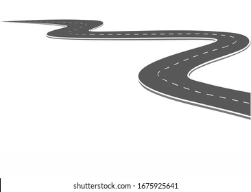 Roadway journey to the future. Asphalt street isolated on white background. Symbols Way to the goal of the end point. Path mean successful business planning Suitable for advertising and presentstation