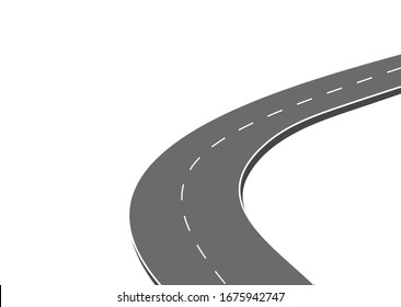 Roadway journey to the future. Asphalt street isolated on white background. Symbols Way to the goal of the end point. Path mean successful business planning Suitable for advertising and presentstation