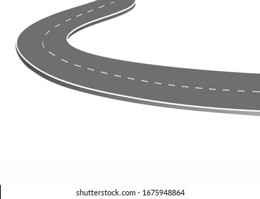 Roadway journey to the future. Asphalt street isolated on white background. Symbols Way to the goal of the end point. Path mean successful business planning Suitable for advertising and presentstation