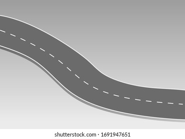 Roadway journey to the future. Asphalt street isolated on white background. Symbols Way to the goal of the end point. Path mean successful business planning Suitable for advertising and presentstation