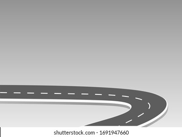 Roadway journey to the future. Asphalt street isolated on white background. Symbols Way to the goal of the end point. Path mean successful business planning Suitable for advertising and presentstation