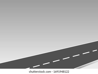 Roadway journey to the future. Asphalt street isolated on white background. Symbols Way to the goal of the end point. Path mean successful business planning Suitable for advertising and presentstation