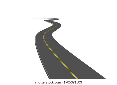 Roadway journey to the future. Asphalt street isolated on white background. Symbols Way to the goal of the end point. Path mean successful business planning Suitable for advertising and presentstation