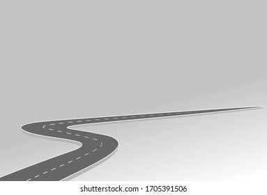 Roadway journey to the future. Asphalt street isolated on white background. Symbols Way to the goal of the end point. Path mean successful business planning Suitable for advertising and presentstation